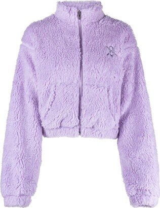 Logo-Embroidered Faux-Fur Coat