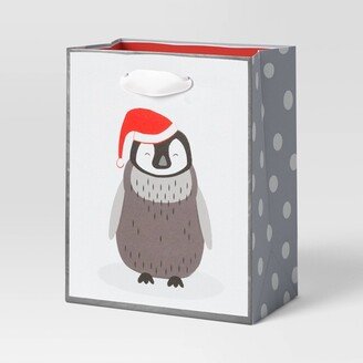 Petite Penguin Wearing Santa Hat Christmas Gift Bag White - Wondershop™