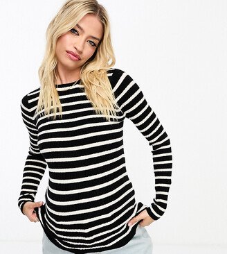 ASOS DESIGN Maternity crew neck ribbed sweater in stripe