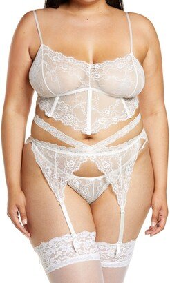 Lace Bra, Garter Belt & G-String Thong Set