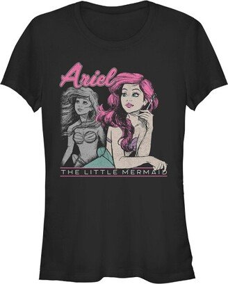 Juniors Womens The Little Mermaid 90s Ariel Poster T-Shirt - Black - Large