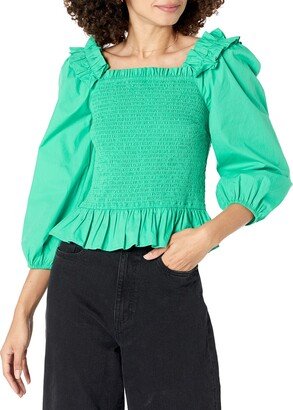 Women's Marisol Long Sleeve Ruffle Smocked Cropped Top