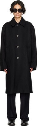 Black Spread Collar Coat