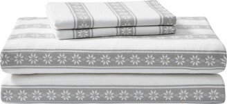 Snowflake Fair Isle Cotton Flannel 4-Piece Full Sheet Set