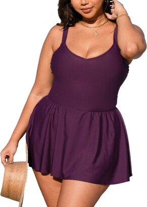 Women's Dreamscapes Ruffled Plus Size Swim Dress