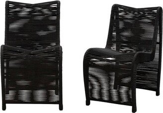 Set of 2 Lorenzo Rope Dining Chairs Black