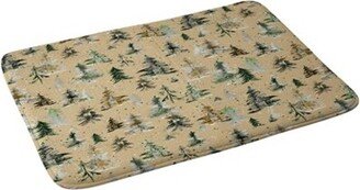 Ninola Design Watercolor Pine Spruces Christmas Memory Foam Bath Mat