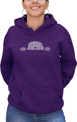 Women's Peeking Dog Word Art Hooded Sweatshirt