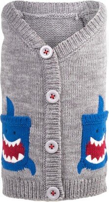 The Worthy Dog Shark Pullover Cardigan Sweater - Gray - XL