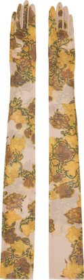 Beige Floral Gloves