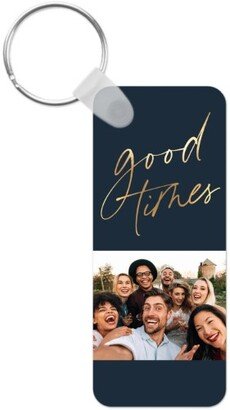 Key Chains: Scripted Good Times Key Ring, Rect, Black