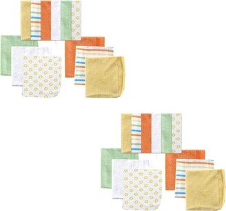 Unisex Baby Cotton Rich Washcloths, Yellow Stripe 24-Piece, One Size