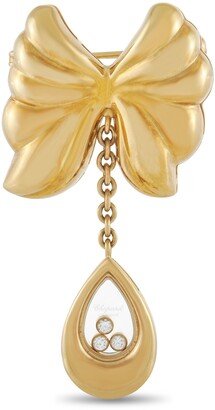 Vintage Happy Diamond 18K Yellow Gold Brooch