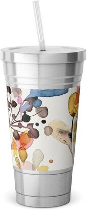 Travel Mugs: Wild Grasses - Multi Stainless Tumbler With Straw, 18Oz, Multicolor