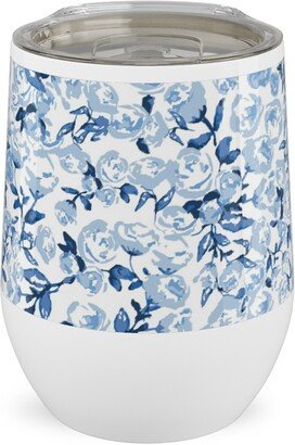 Travel Mugs: A Thousand Roses - Blue Stainless Steel Travel Tumbler, 12Oz, Blue