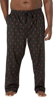 Big All Over Pony Player Woven Sleep Pants (Black/White Polo Player 1) Men's Pajama