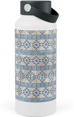 Photo Water Bottles: Modern Desert - Geometric Stainless Steel Wide Mouth Water Bottle, 30Oz, Wide Mouth, Blue