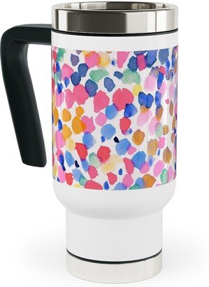 Travel Mugs: Lighthearted Pastel - Multi Travel Mug With Handle, 17Oz, Multicolor