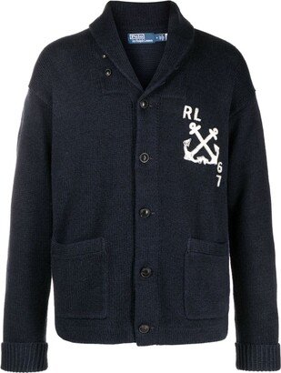 Nautical logo-embroidered cardigan