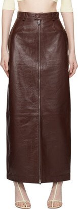 Niccolo Pasqualetti Brown Patta Leather Maxi Skirt