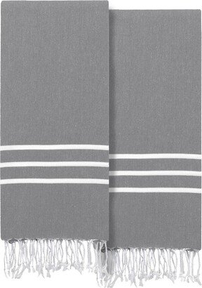 Set Of 2 Alara Turkish Cotton Pestemal Beach Towels-AC