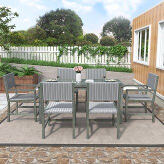 GEROJO Outdoor Dining Table and Chairs Sets with Acacia Wood and Rattan Frame