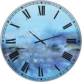 Designart Blue and Gold Water Impression Large Modern Wall Clock - 36 x 36