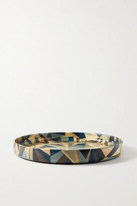 Marquetry Wood Tray - Blue