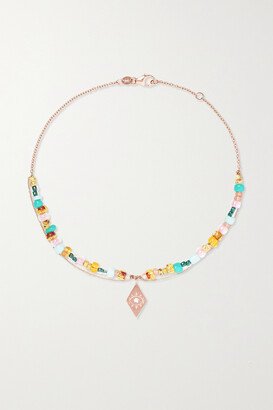 14-karat Rose Gold, Enamel, Amber And Diamond Anklet - One size