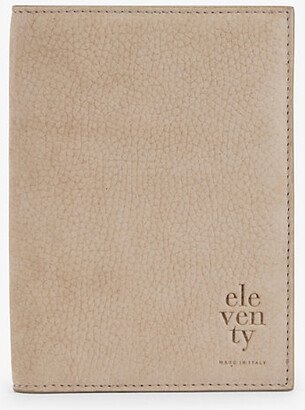 Sand Brand-embossed Grained-leather Pouch