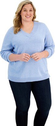 Plus Size Ribbed-v-Neck Sweater, Created for Macy's