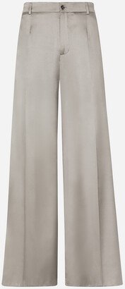 Wide-leg stretch silk pants