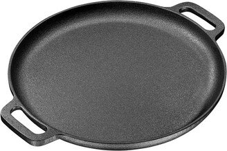 Pre Seasoned Cast Iron 12 inch Skillet Pan Dual Handles Pizza Pan Large Loop Handles, Black