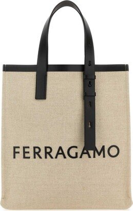 Logo Patch Top Handle Tote Bag