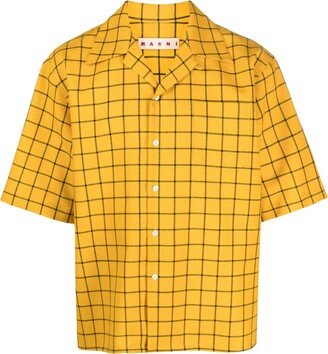 S/S check-print virgin-wool shirt