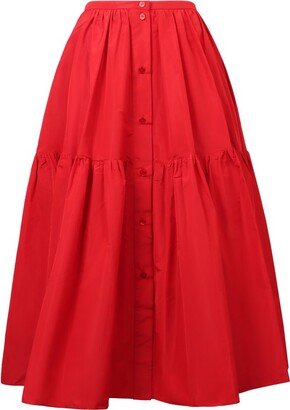 High Waist Tiered Midi Skirt-AA