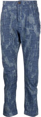 Distressed-Effect Tapered-Leg Trousers