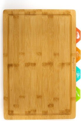 Bamboo Cutting Board with 4Pc Flexible Plastic Cutting Board Inserts, 16.5x 11.8x 1.1