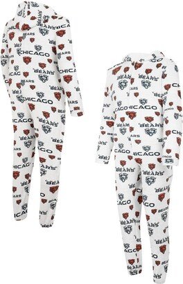 Men's Concepts Sport White Chicago Bears Allover Print Docket Union Full-Zip Hooded Pajama Suit