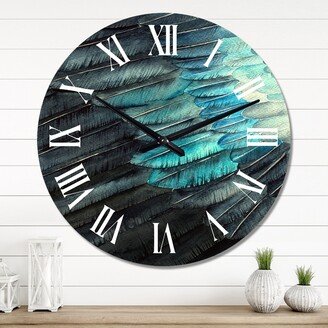 Designart 'Blue Fragment Of A Bird Wing I' Traditional wall clock