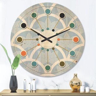 Designart 'Japanese style Half-circle pattern' Mid-Century Modern Wood Wall Clock