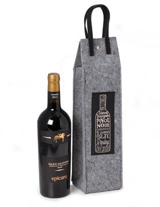 Grey/Black Wines of the World Felt Wine Tote