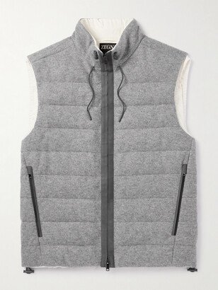 Suede-Trimmed Quilted Cashmere Down Gilet