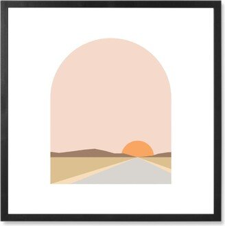 Photo Tiles: Open Road And Horizon Line Photo Tile, Black, Framed, 8X8, Pink