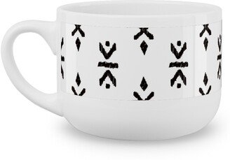 Mugs: Monochrome Tribal Print - Neutral Latte Mug, White, 25Oz, White