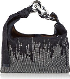 Small Chain Embellished Denim Hobo