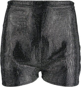 Rhinestone-Embellished High-Waist Shorts