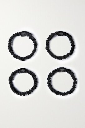 Back To Basics Set Of Four Skinny Silk Hair Ties - Black