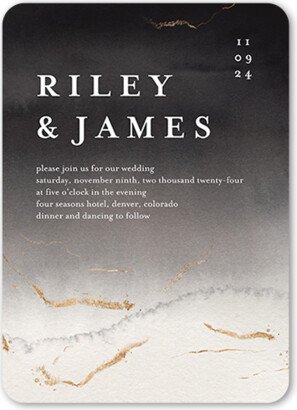 Wedding Invitations: Weathered Wash Wedding Invitation, Gray, 5X7, Matte, Signature Smooth Cardstock, Rounded