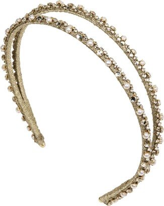 Gina crystal-embellished double headband